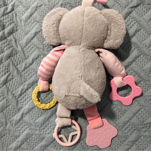 Kelly Baby Kellytoy 10” Elephant Plush Baby Rattle Toy pink Grey Soft - Picture 6 of 6